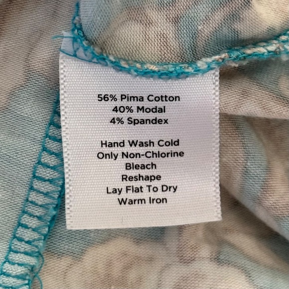 Talbots Women’s 3/4 Sleeve Turquoise Print Top - Picture 7 of 7